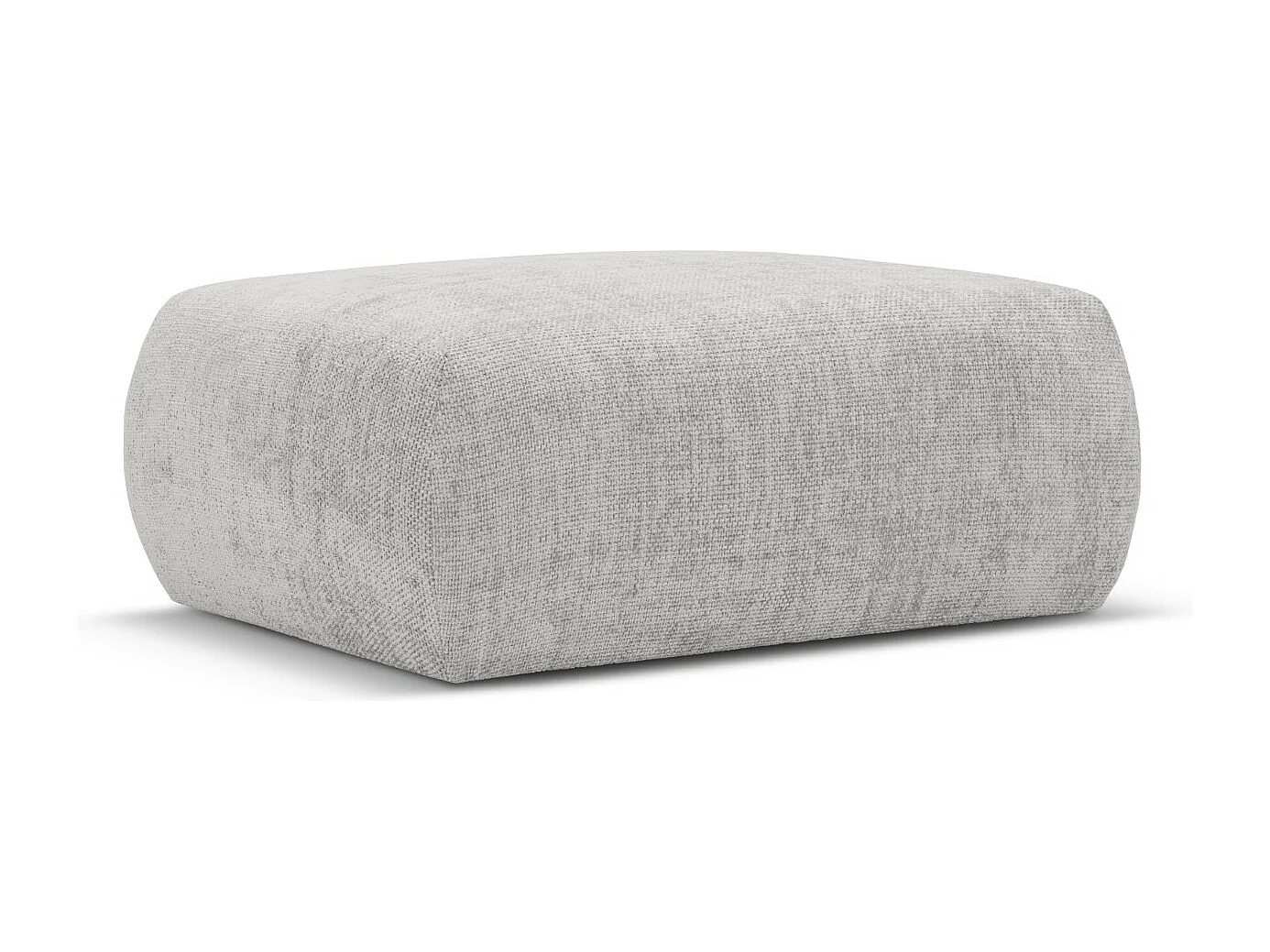 Cosmopolitan Design - Pufe "Matera" em tecido chenille cinza claro - 86x68x40cm