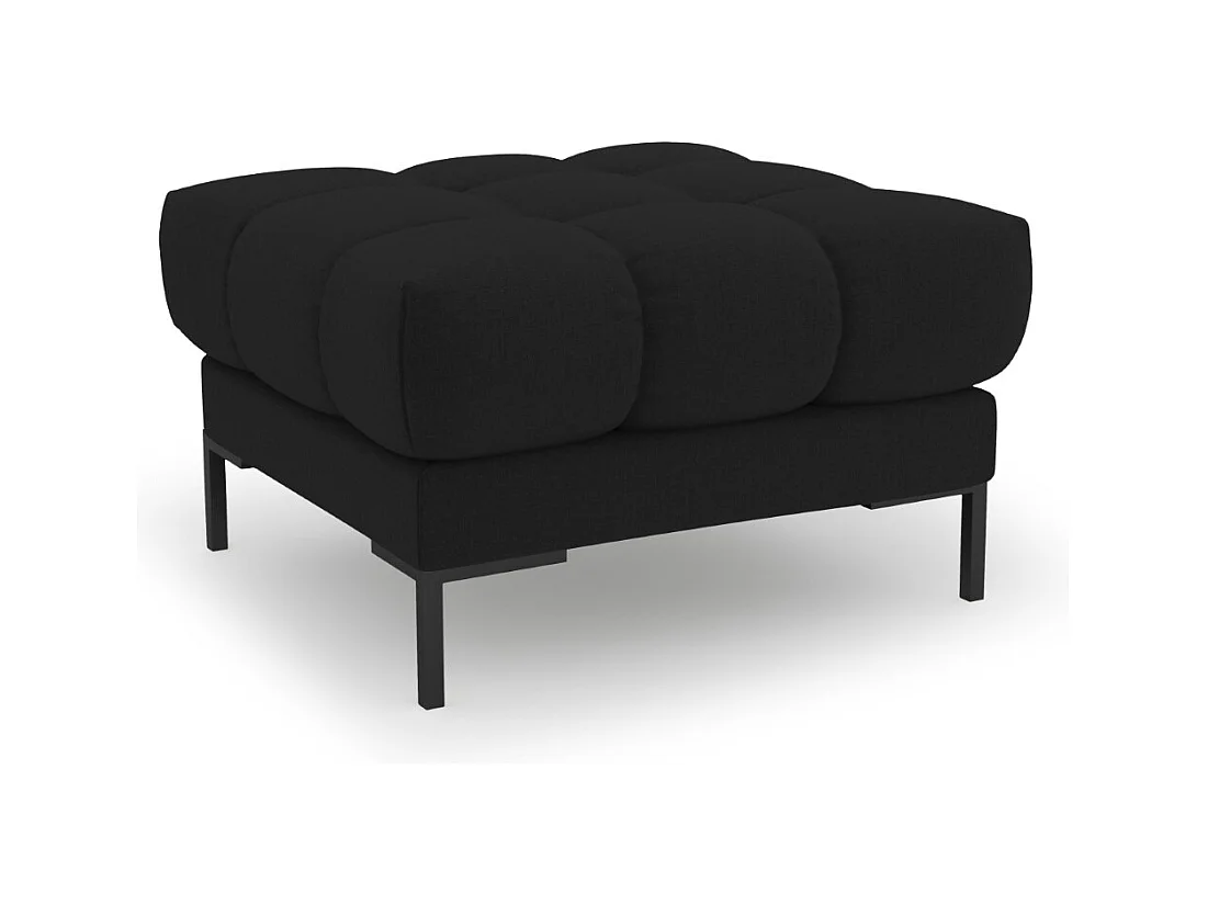 Cosmopolitan Design - Pouf "Bali" en tissu structurel noir - 60x60x41cm
