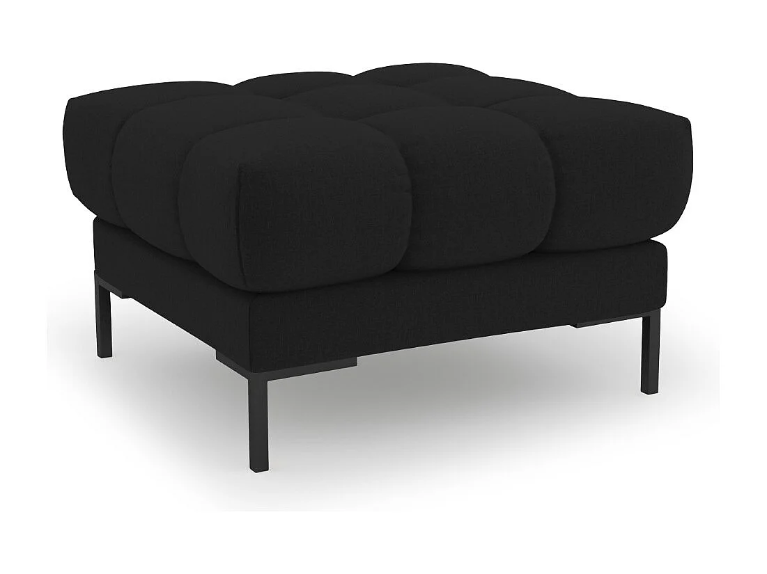 Cosmopolitan Design - Pufe "Bali" em tecido estrutural preto - 60x60x41cm