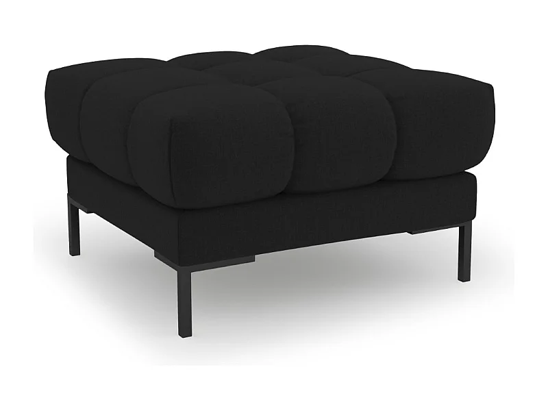 Cosmopolitan Design - Pufe "Bali" em tecido estrutural preto - 60x60x41cm