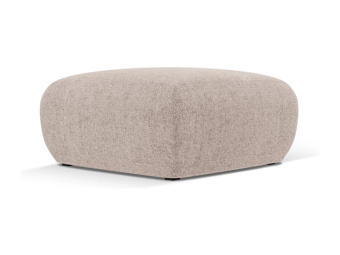 Cosmopolitan Design - Puf "Nolio" de tejido chenilla beige - 75x75x36cm