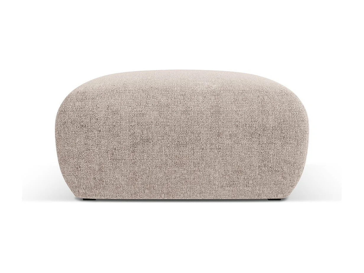 Cosmopolitan Design - Pufe "Nolio" em tecido chenille bege - 75x75x36cm
