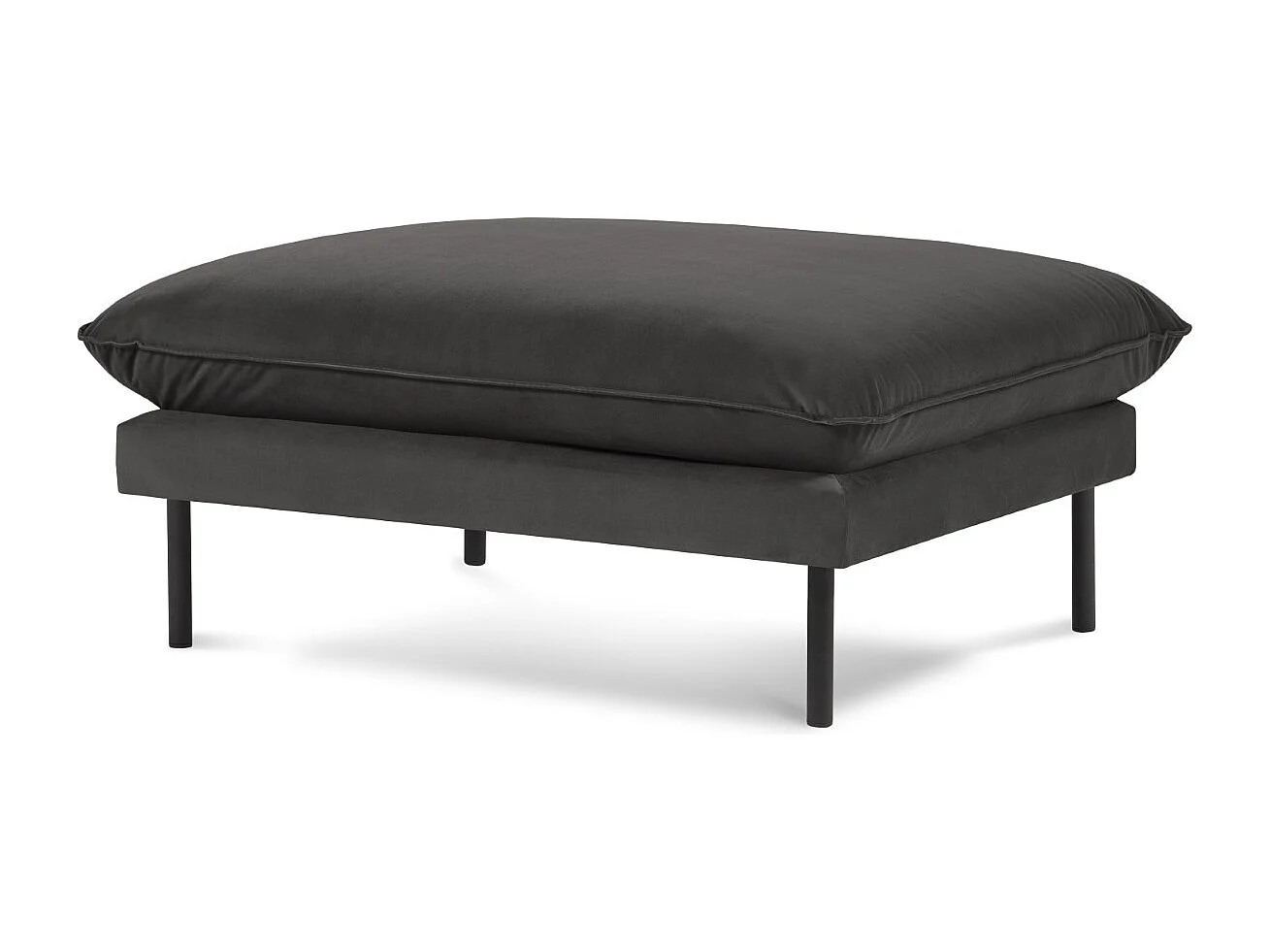 Cosmopolitan Design - Pouf "Vienna" aus Samt dunkelgrau - 100x80x43cm