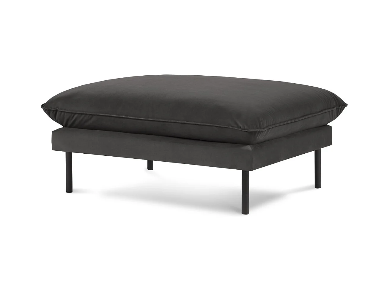 Cosmopolitan Design - Poef "Vienna" Flueel, Donkergrijs - 100x80x43cm