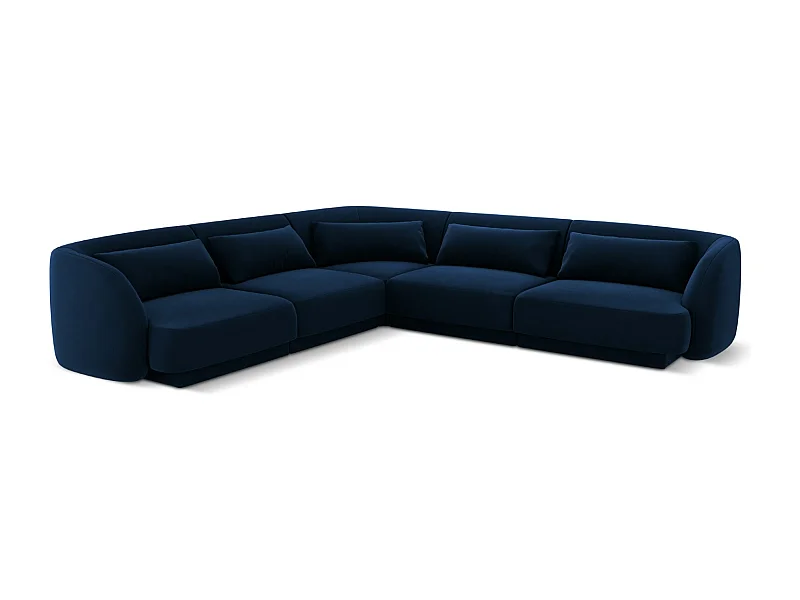 Cosmopolitan Design - Sofá esquinero simétrico "Tulum" 5 plazas de terciopelo azul regio - 255x255x70cm