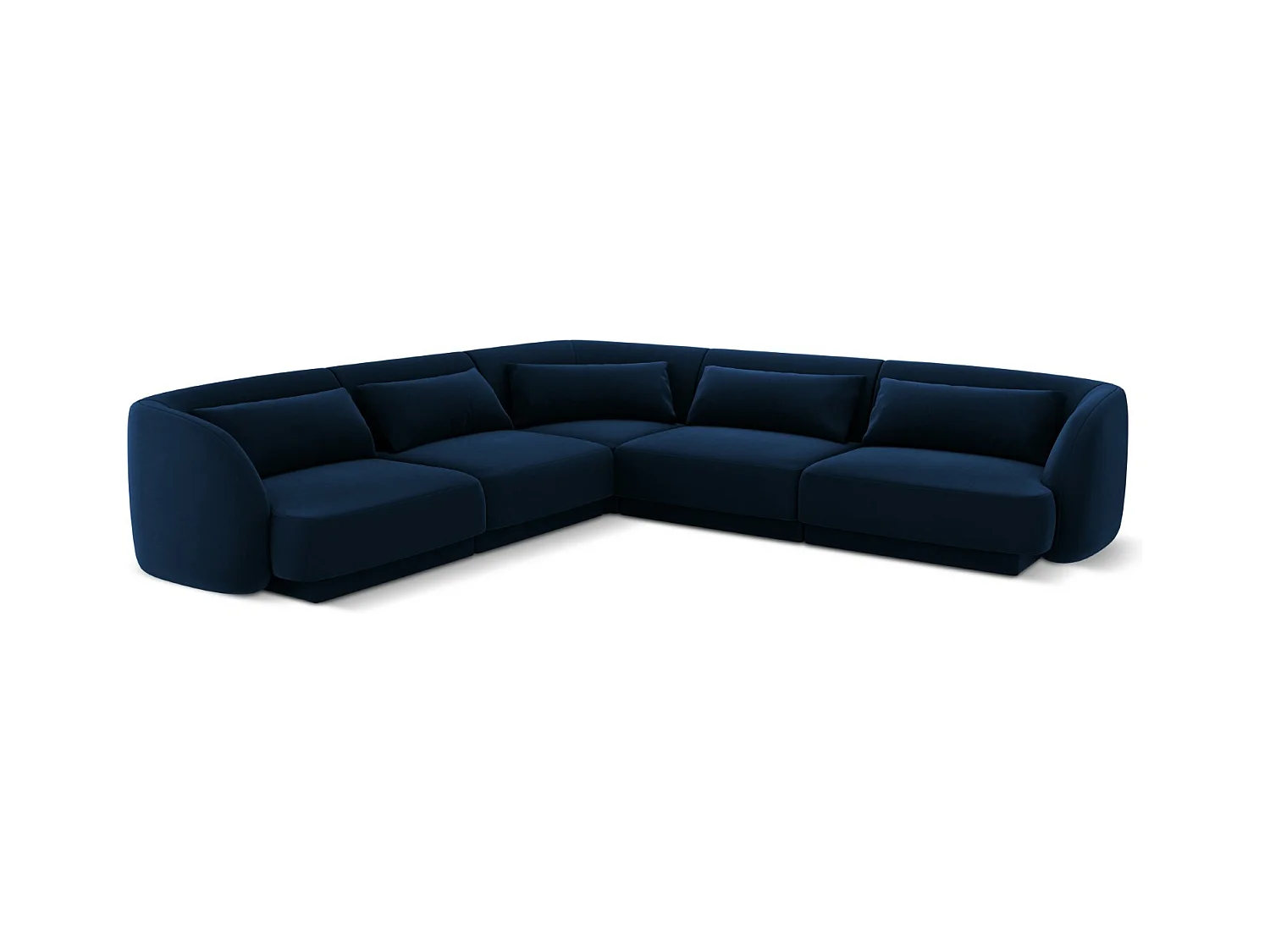 Cosmopolitan Design - Canapé d'angle symétrique "Tulum" 5 places en velours bleu roi - 255x255x70cm