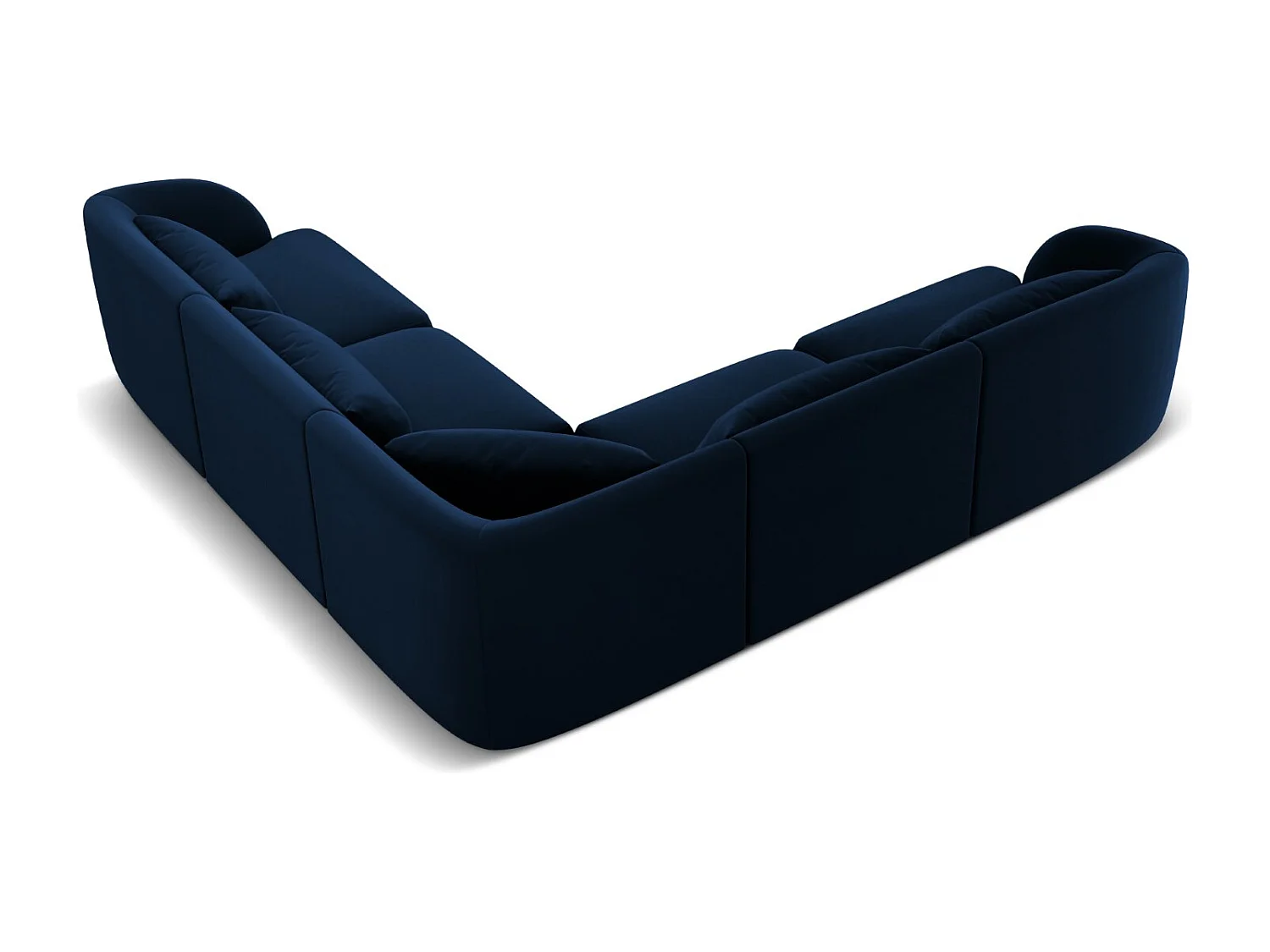 Cosmopolitan Design - Sofá de canto simétrico "Tulum" 5 lugares em veludo azul real - 255x255x70cm