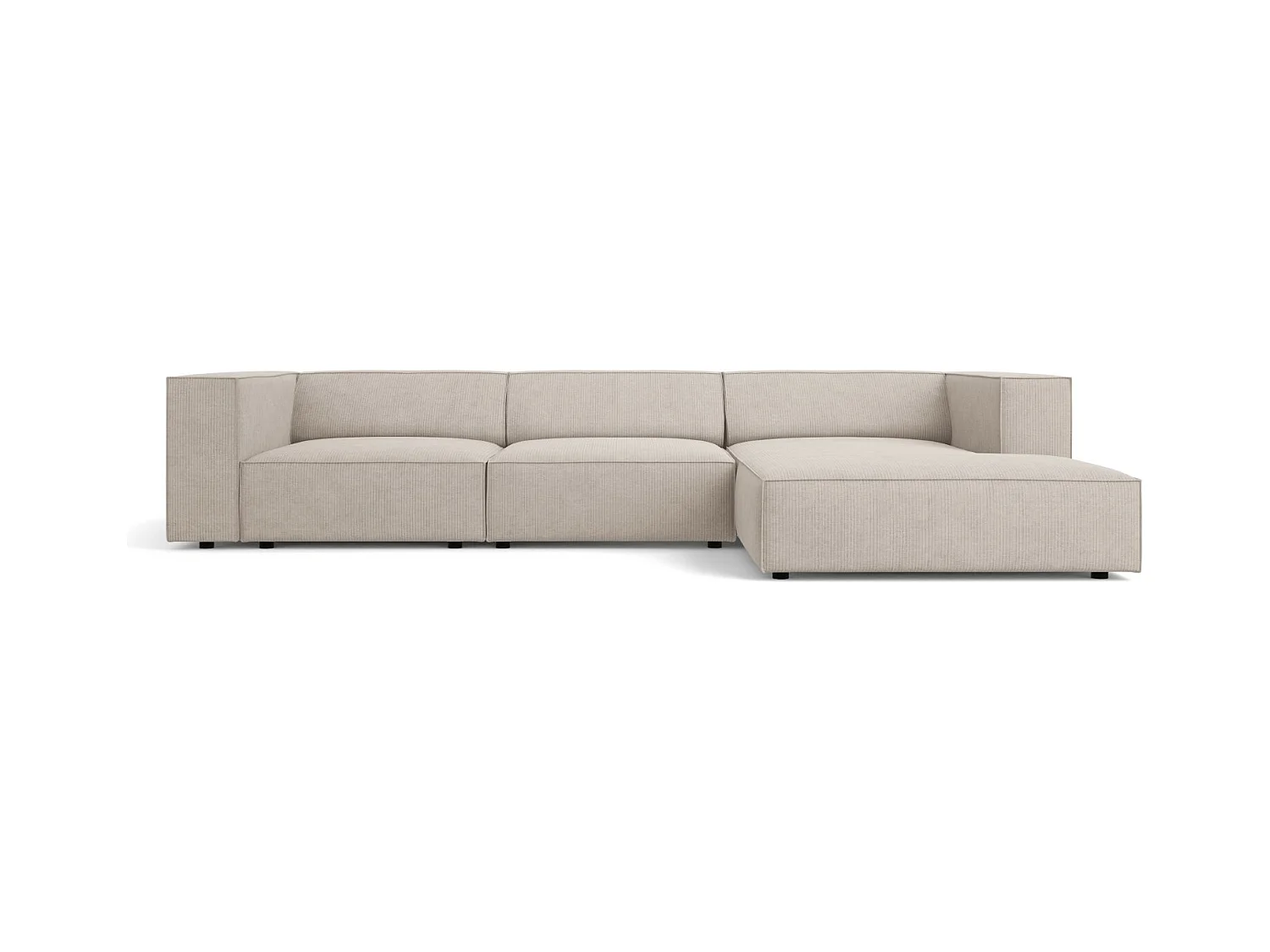 Cosmopolitan Design - Rechter hoekbank "Arendal" 4 zitplaatsen, Chenille met ribbeleffect, Donkerbeige - 284x166x70cm