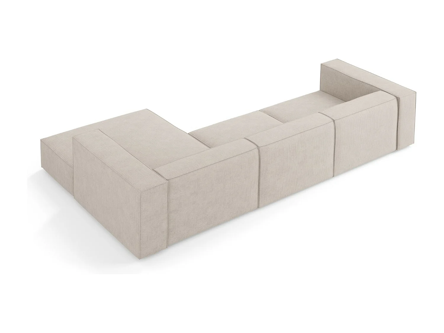 Cosmopolitan Design - Sofá de canto direito "Arendal" 4 lugares em tecido chenille com efeito canelado bege escuro - 284x166x70cm