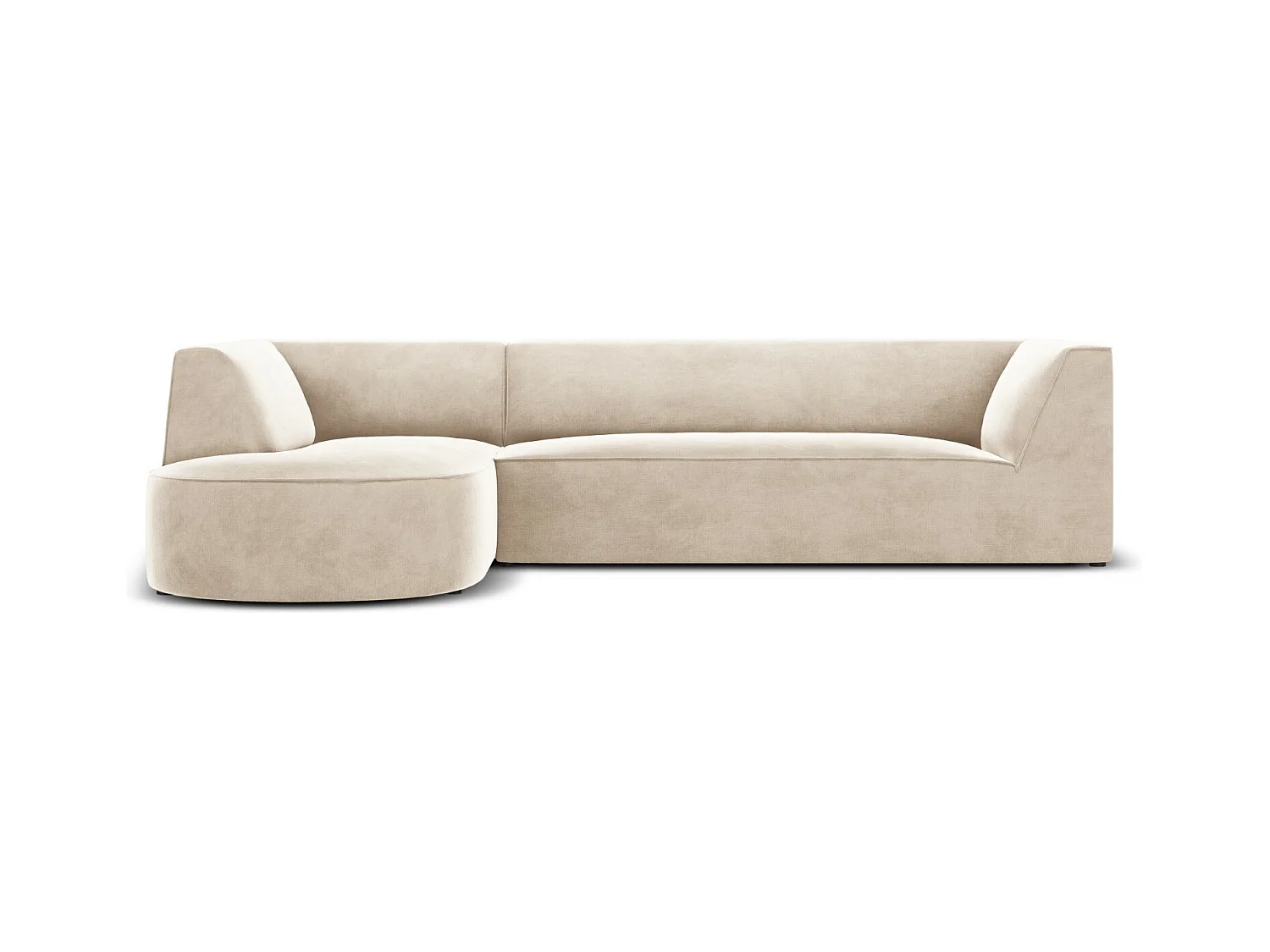 CXL by Christian Lacroix - Sofá de canto esquerdo "Charles" 4 lugares em veludo bege claro - 273x180x69cm