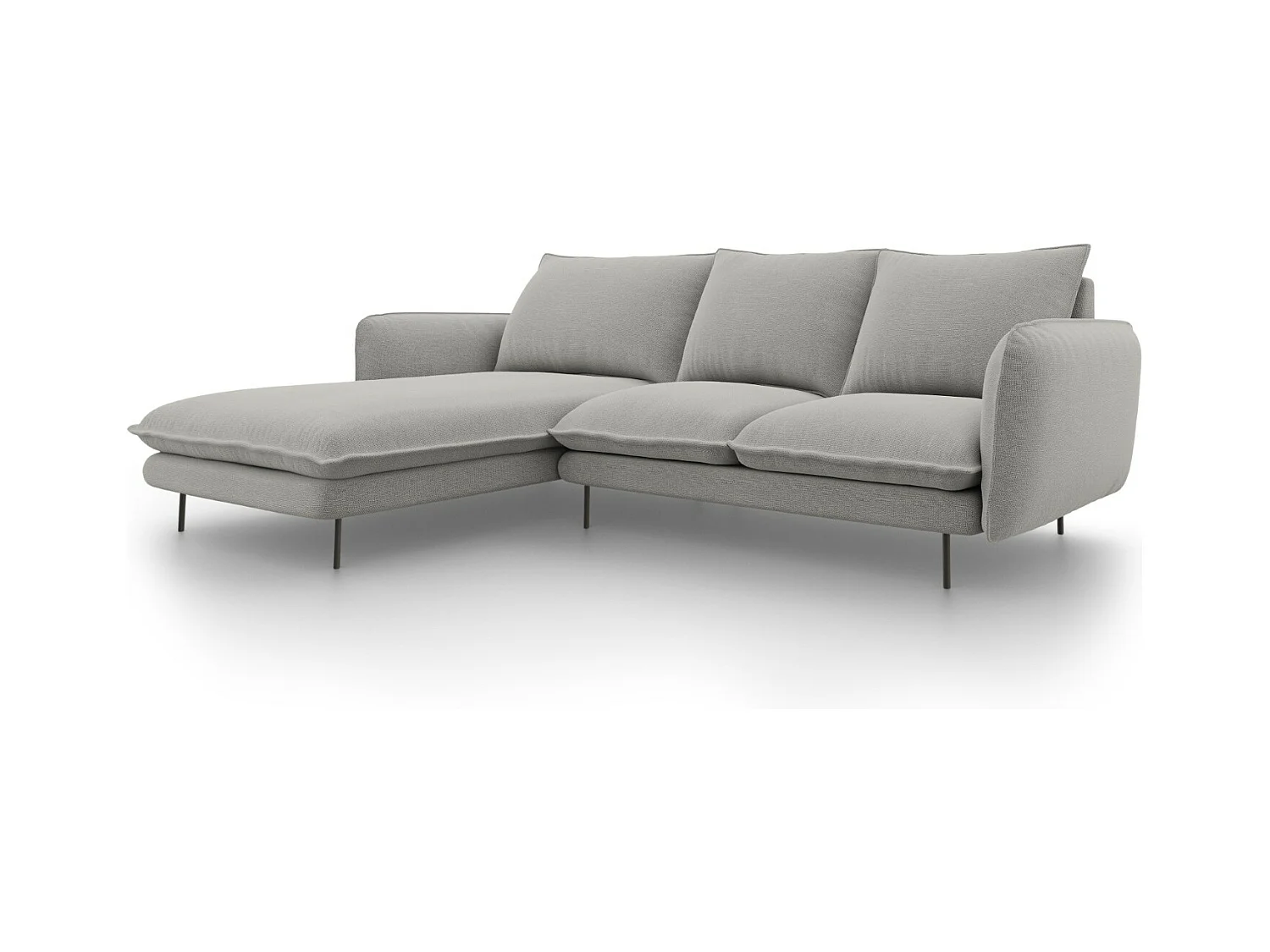 Cosmopolitan Design - Canapé d'angle gauche "Vienna" 5 places en tissu structurel gris clair - 255x170x95cm
