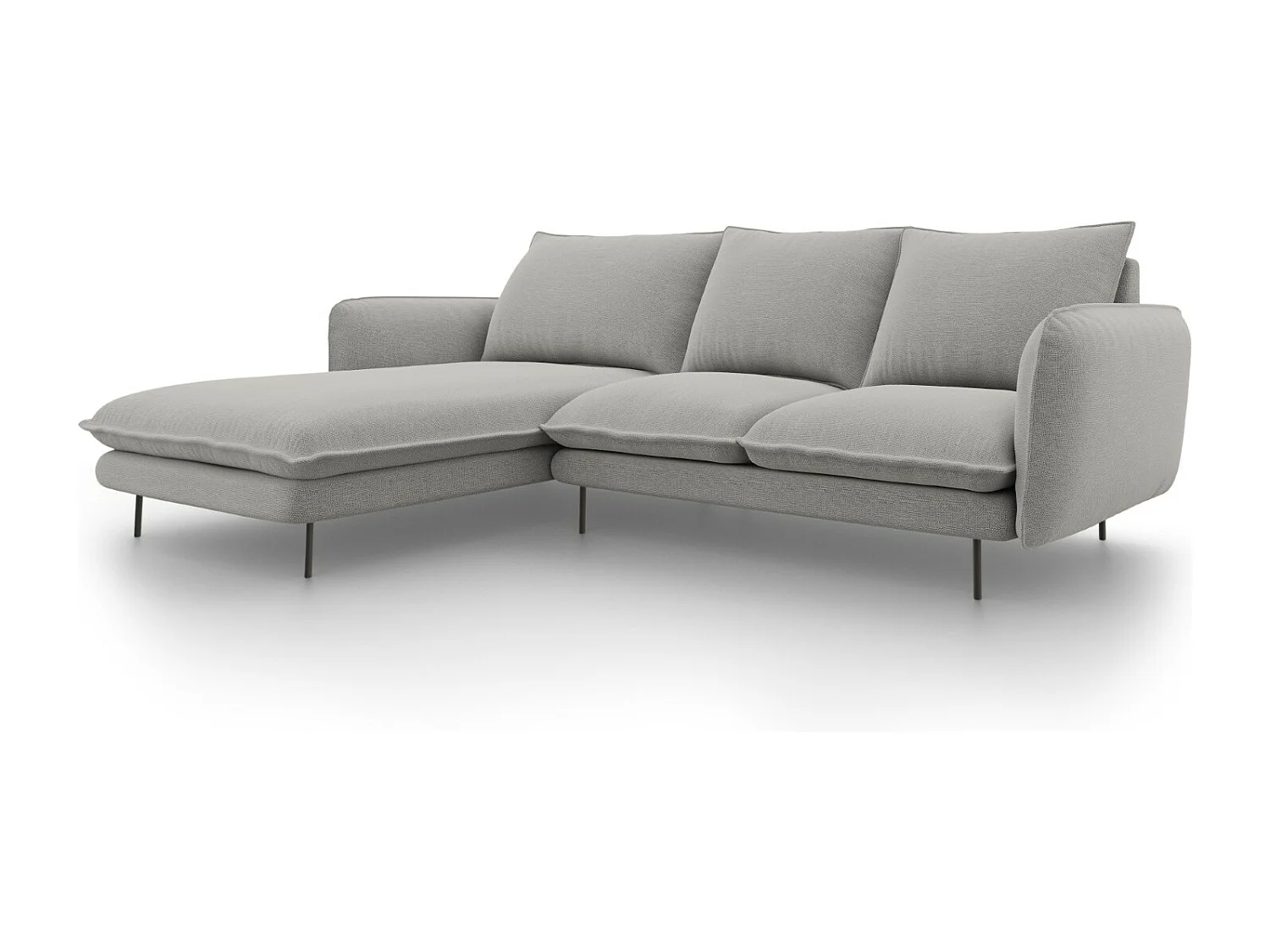 Cosmopolitan Design - Canapé d'angle gauche "Vienna" 5 places en tissu structurel gris clair - 255x170x95cm