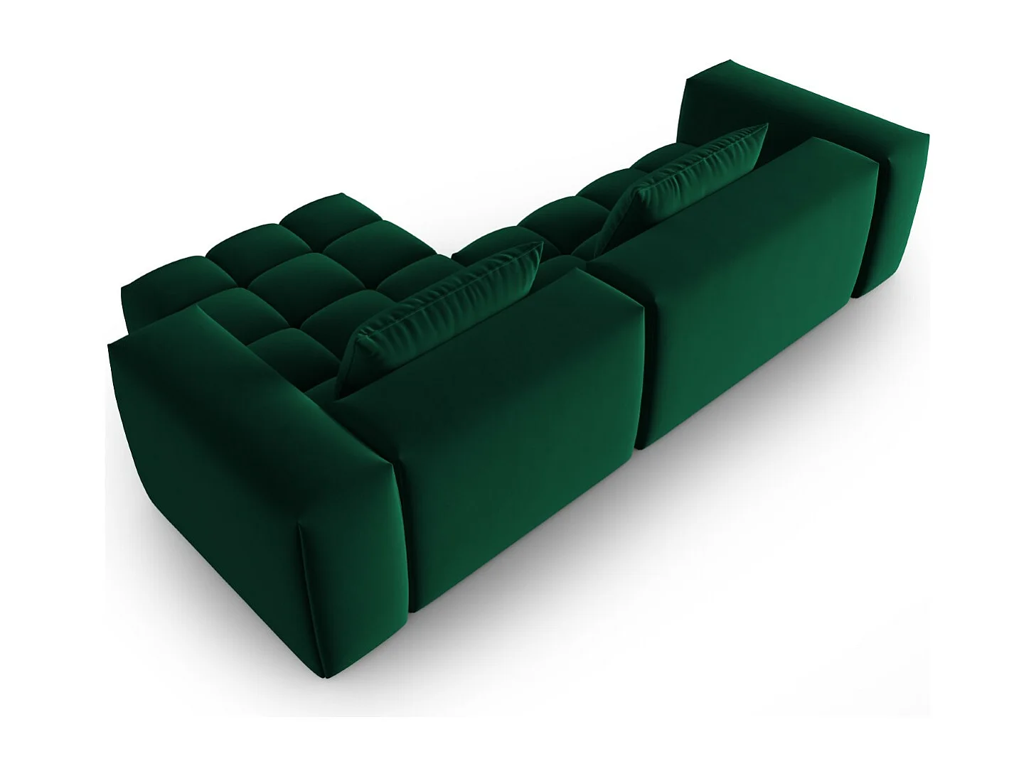 CXL by Christian Lacroix - Canapé d'angle droit modulable "Lorella" 3 places en velours vert bouteille - 260x145x70cm