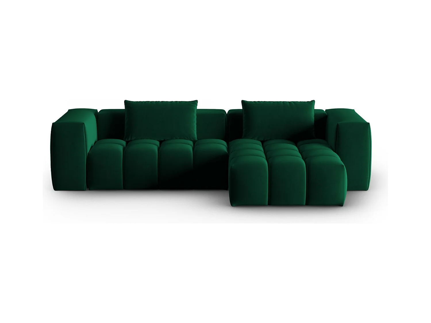 CXL by Christian Lacroix - Modulaire hoekbank rechts "Lorella" 3 zitplaatsen, Flueel, Flessengroen - 260x145x70cm