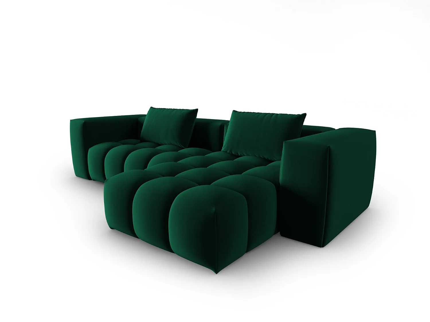 CXL by Christian Lacroix - Sofá modular de canto direito "Lorella" 3 lugares em veludo verde garrafa - 260x145x70cm