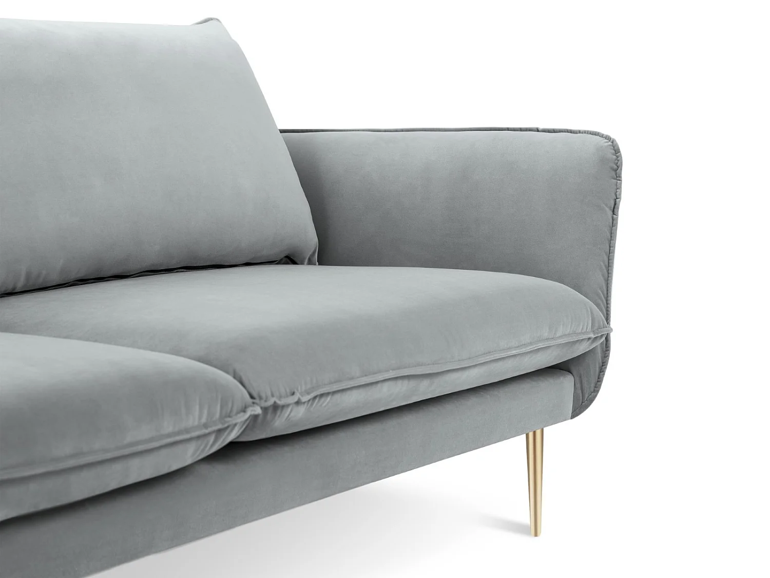 Cosmopolitan Design - Canapé "Vienna" 2 places en velours gris clair - 160x92x95cm