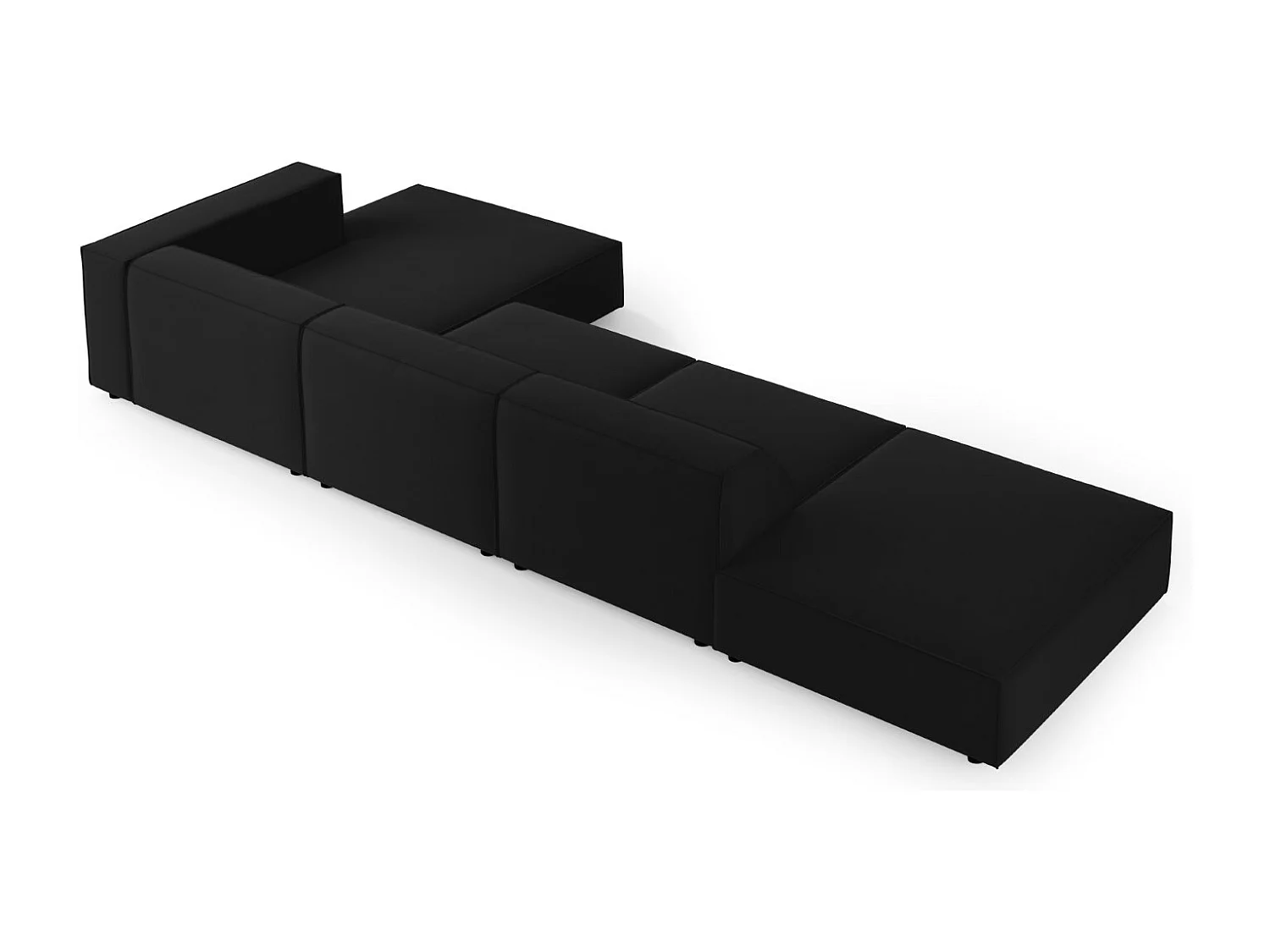 Cosmopolitan Design - Sofá de canto direito "Arendal" 5 lugares em veludo preto - 341x166x70cm