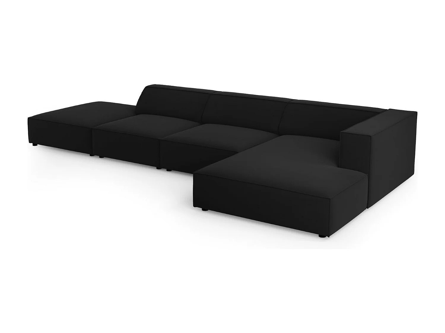 Cosmopolitan Design - Sofá de canto direito "Arendal" 5 lugares em veludo preto - 341x166x70cm