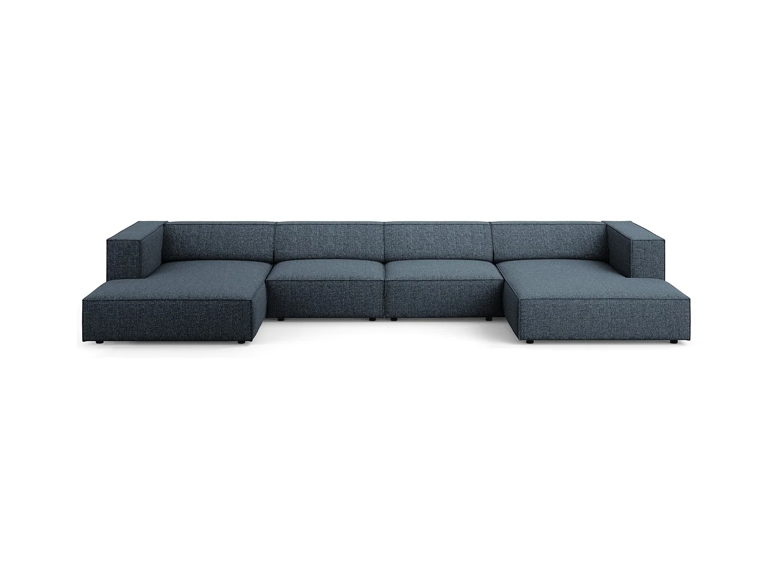 Cosmopolitan Design - Panoramische bank "Arendal" 6 zitplaatsen, Chenille, Koningsblauw - 364x166x70cm