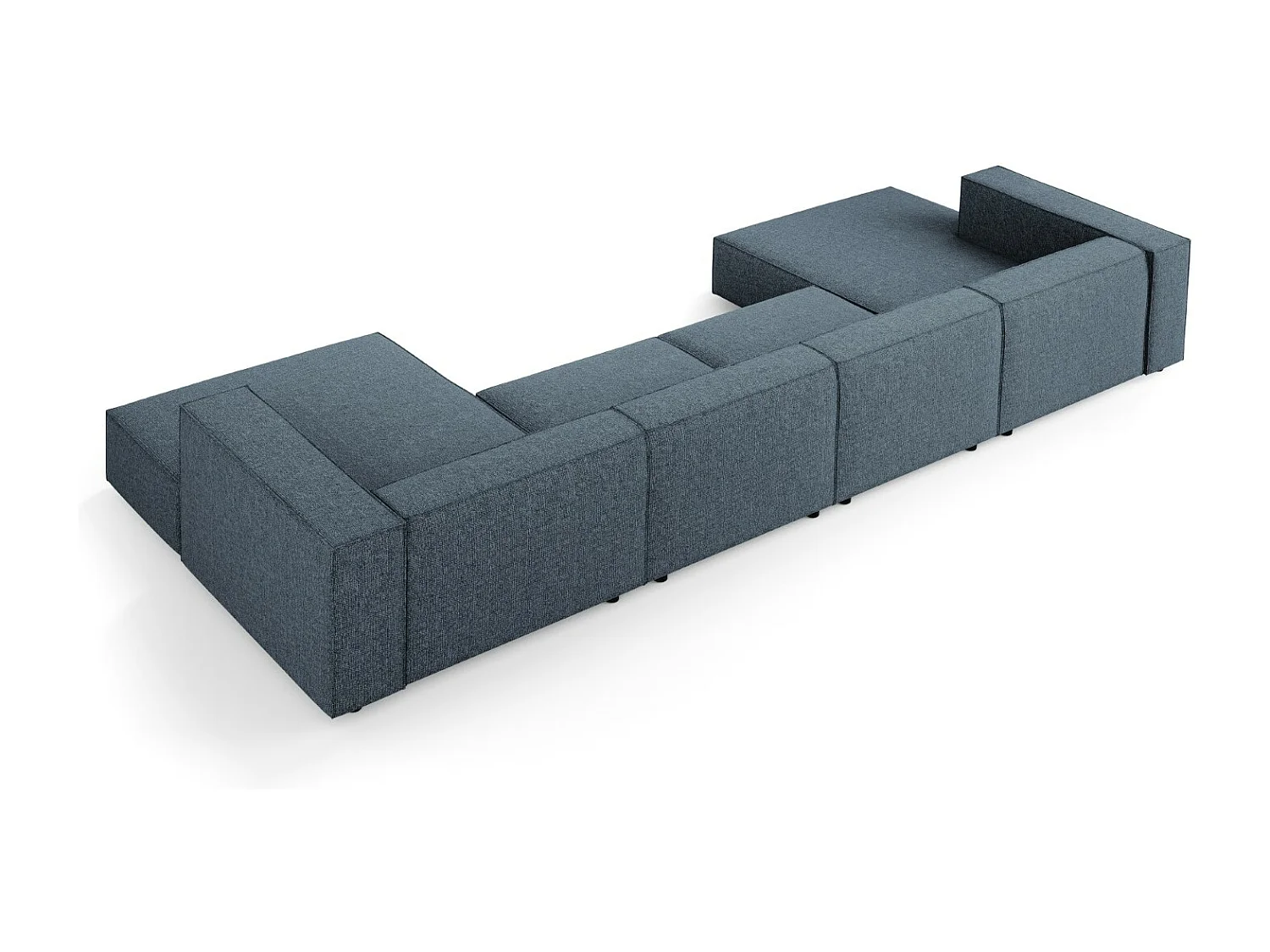 Cosmopolitan Design - Sofá panorâmico "Arendal" 6 lugares em tecido chenille azul real - 364x166x70cm