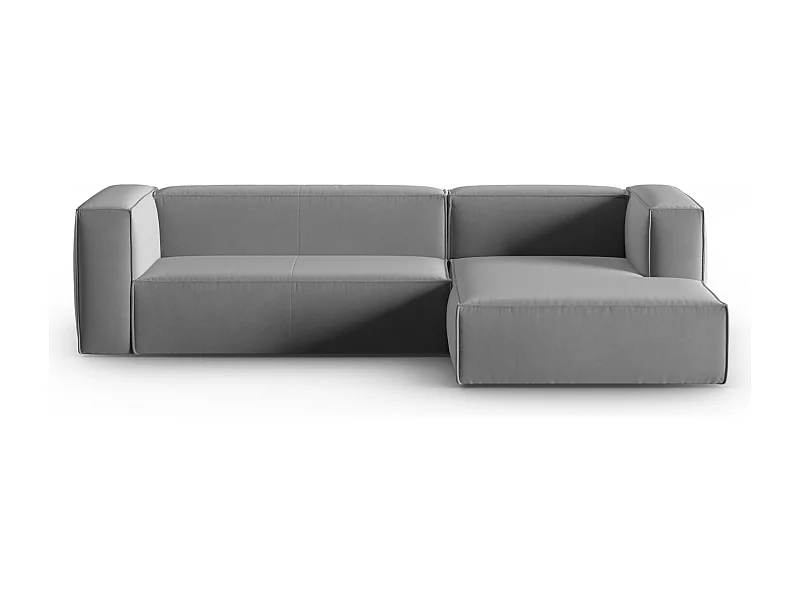 Cosmopolitan Design - Canapé d'angle droit "Mackay" 4 places en velours gris clair - 282x166x73cm