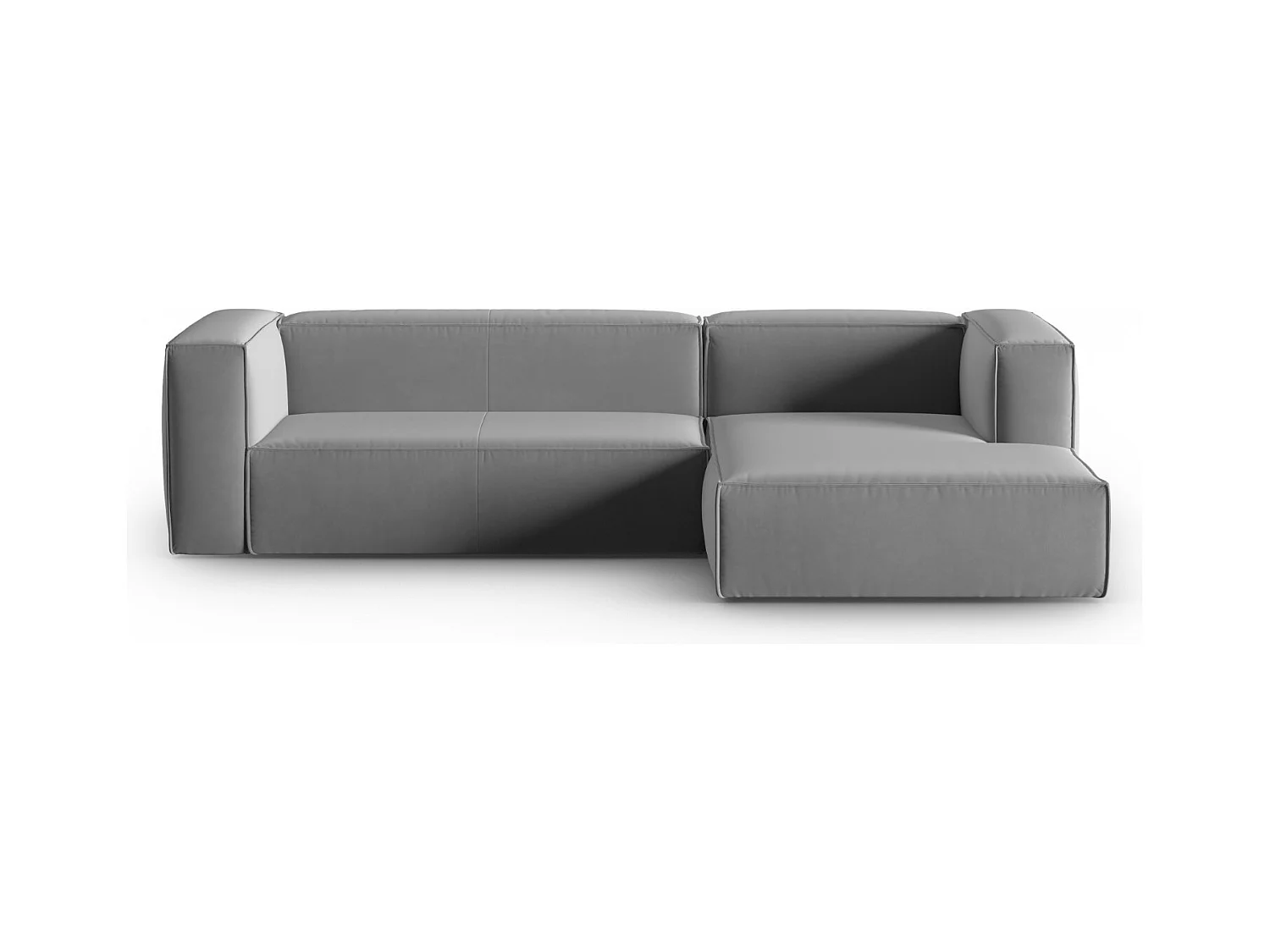Cosmopolitan Design - Canapé d'angle droit "Mackay" 4 places en velours gris clair - 282x166x73cm