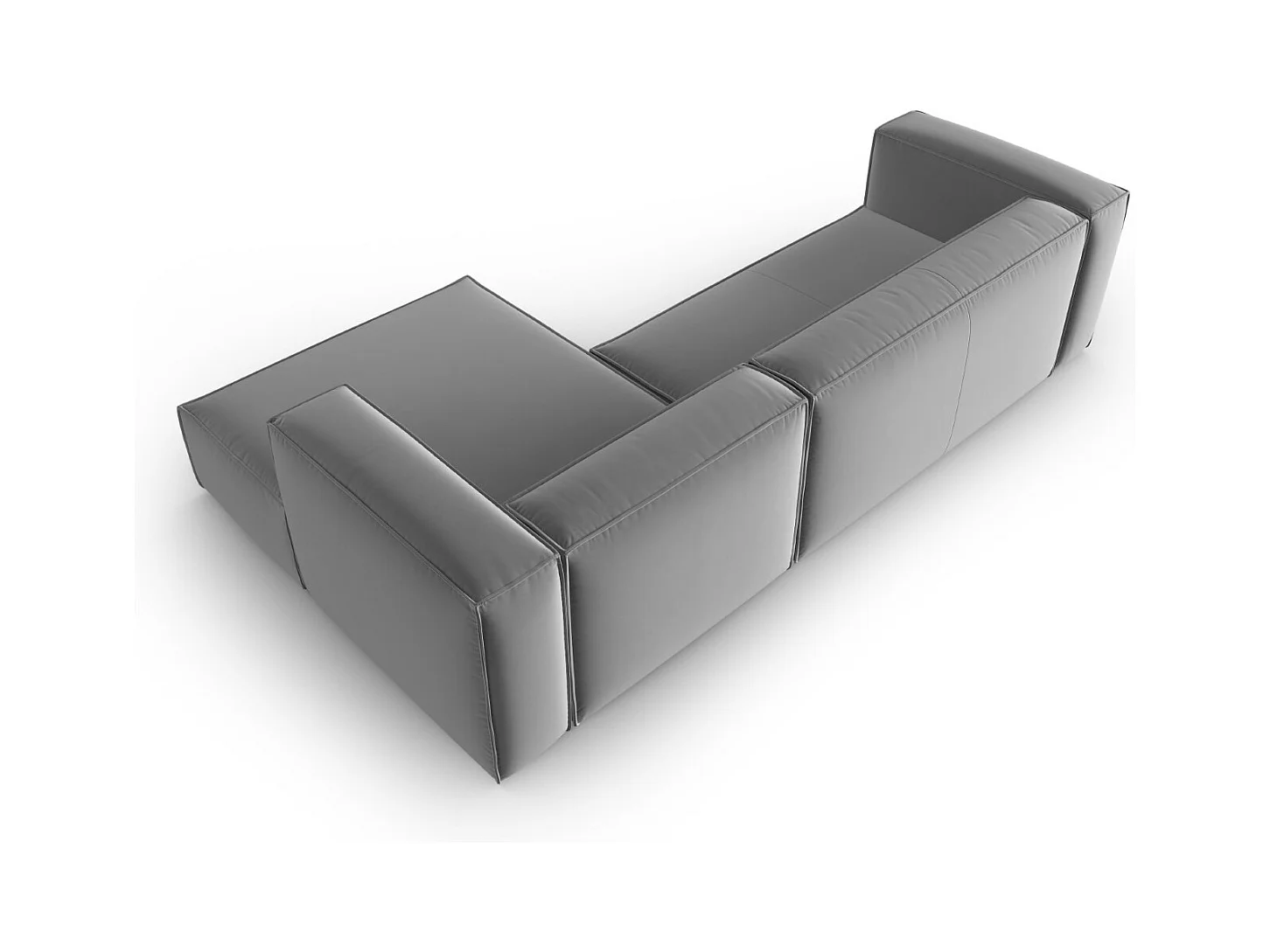 Cosmopolitan Design - Divano angolare destro "Mackay" 4 posti in velluto grigio chiaro - 282x166x73cm