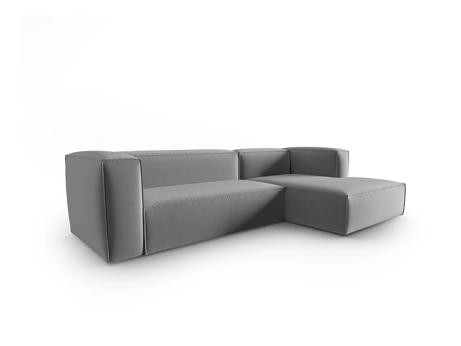 Cosmopolitan Design - Divano angolare destro "Mackay" 4 posti in velluto grigio chiaro - 282x166x73cm