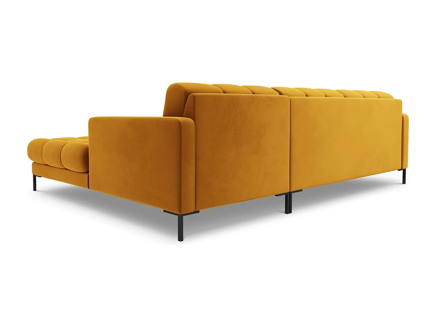 Cosmopolitan Design - Sofá de canto direito "Bali" 5 lugares em veludo amarelo - 293x185x75cm
