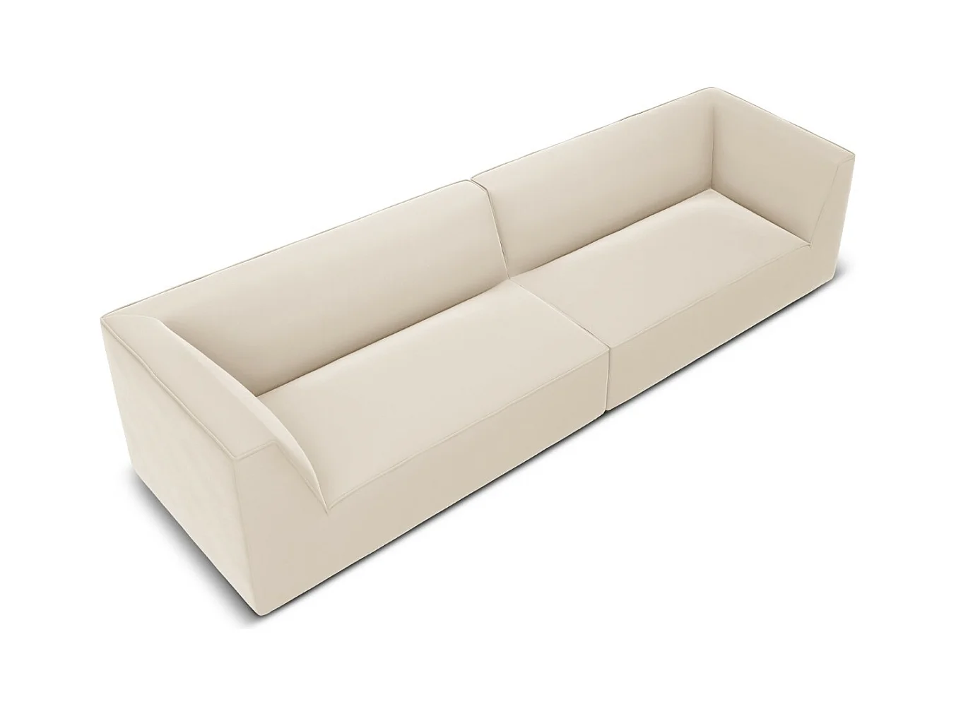 CXL by Christian Lacroix - Canapé "Charles" 4 places en velours beige - 302x93x69cm