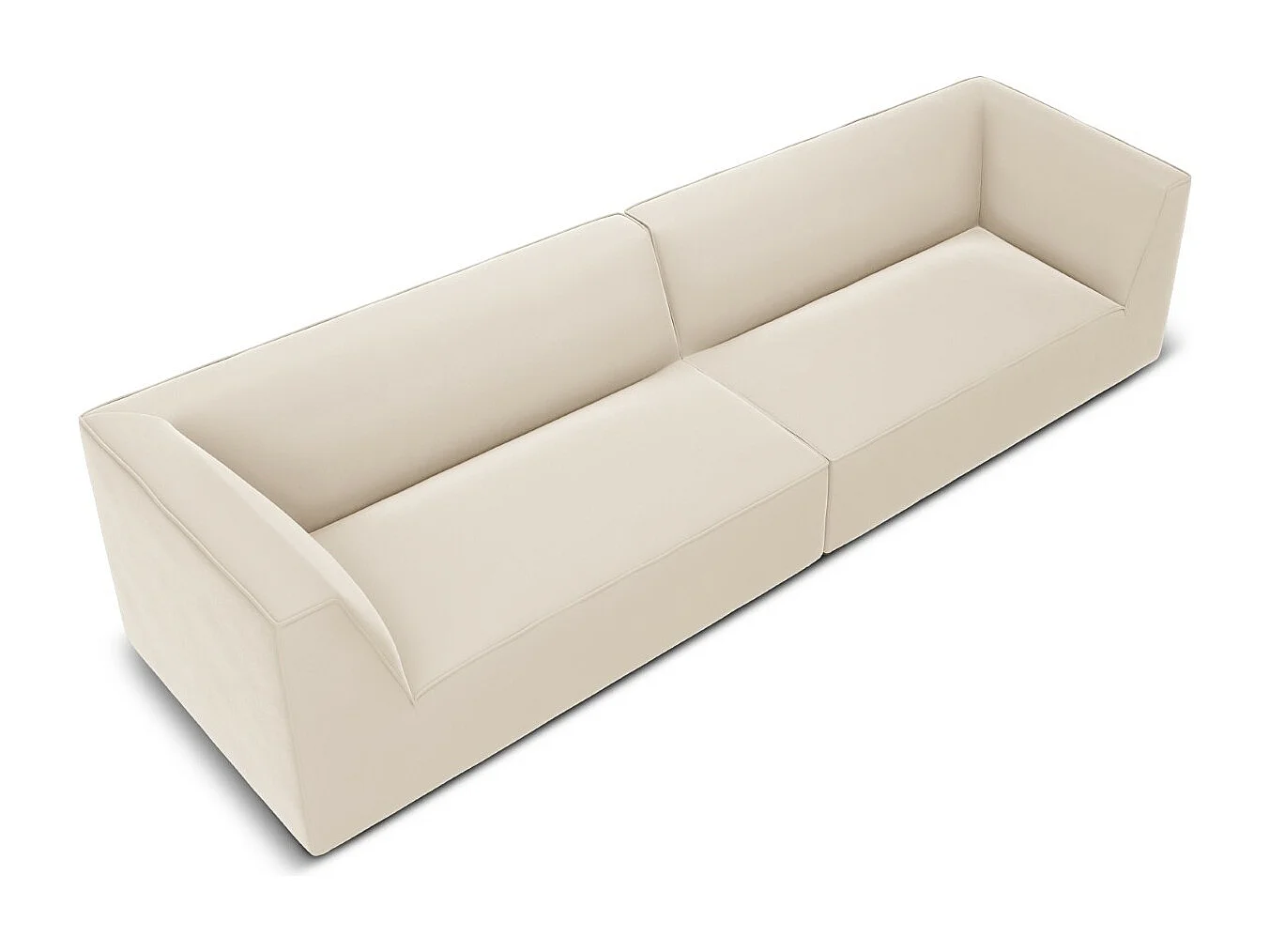 CXL by Christian Lacroix - Sofá "Charles" 4 lugares em veludo bege - 302x93x69cm