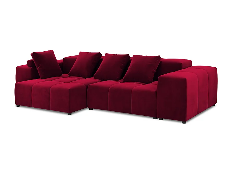 Cosmopolitan Design - Sofá esquinero modular reversible "Rome" 4 plazas de terciopelo rojo - 320x160x75cm