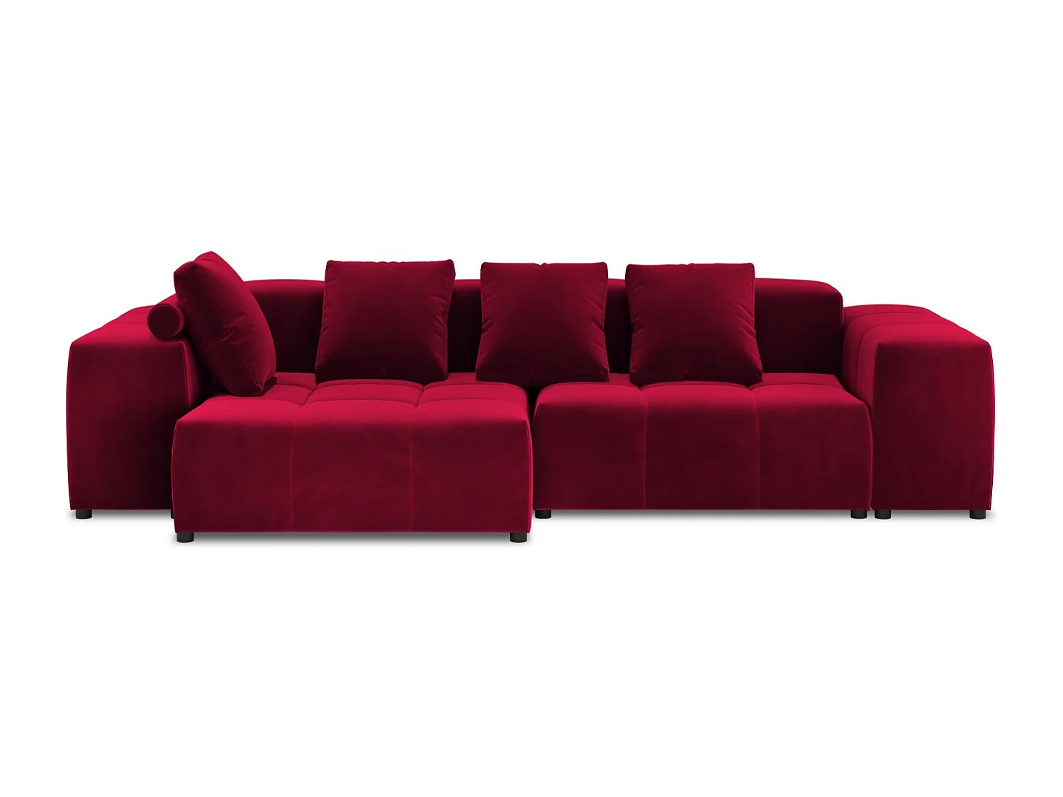 Cosmopolitan Design - Sofá de canto modular simétrico "Rome" 4 lugares em veludo vermelho - 320x160x75cm