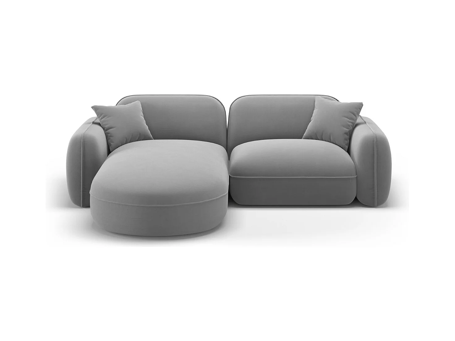 CXL by Christian Lacroix - Modulaire hoekbank links "Lucien" 3 zitplaatsen, Flueel, Lichtgrijs - 230x165x70cm