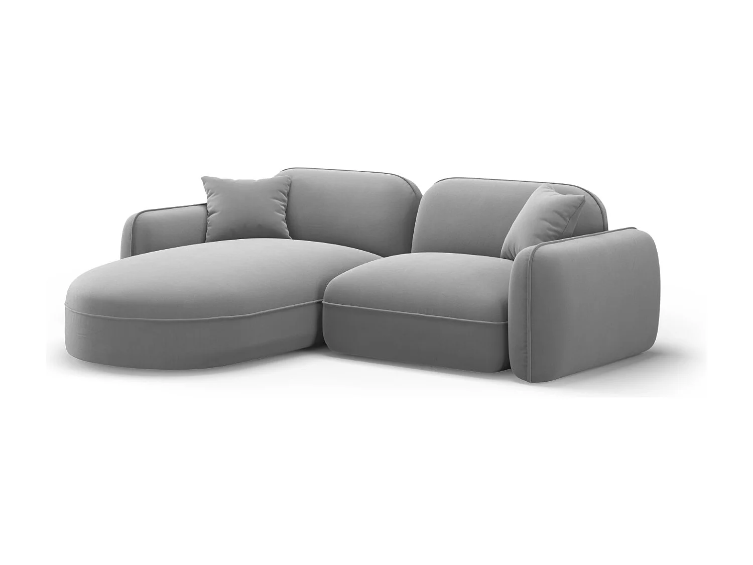 CXL by Christian Lacroix - Sofá modular de canto esquerdo "Lucien" 3 lugares em veludo cinza claro - 230x165x70cm