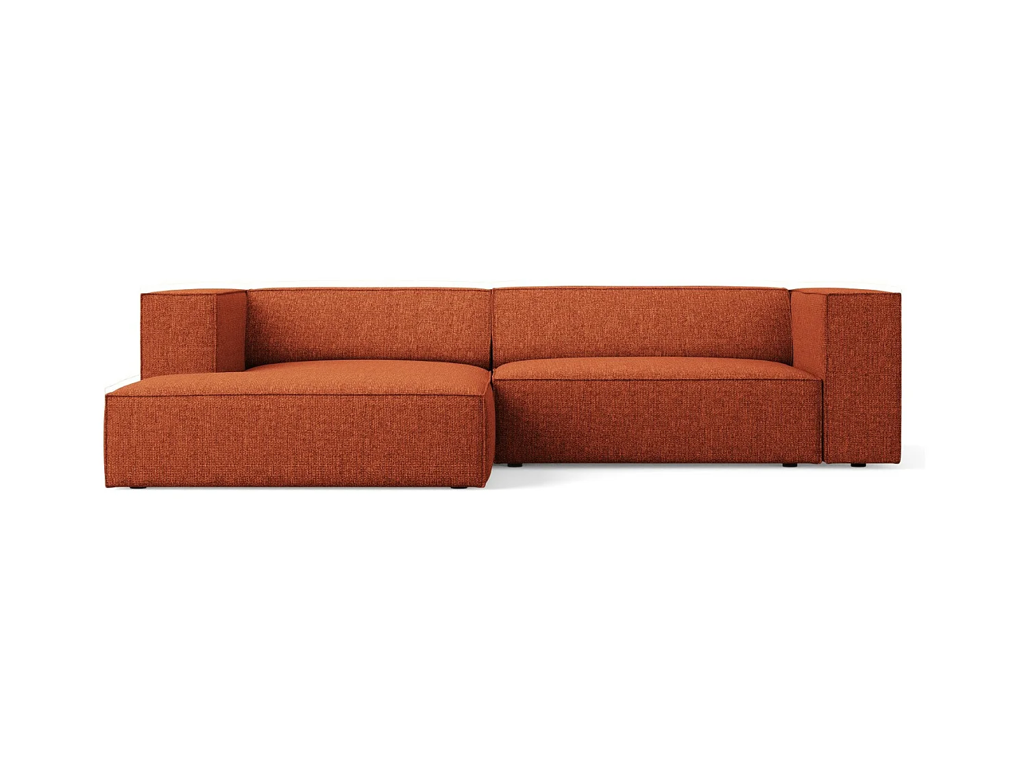 Cosmopolitan Design - Canapé d'angle gauche "Arendal" 3 places en chenille terracotta - 224x166x70cm