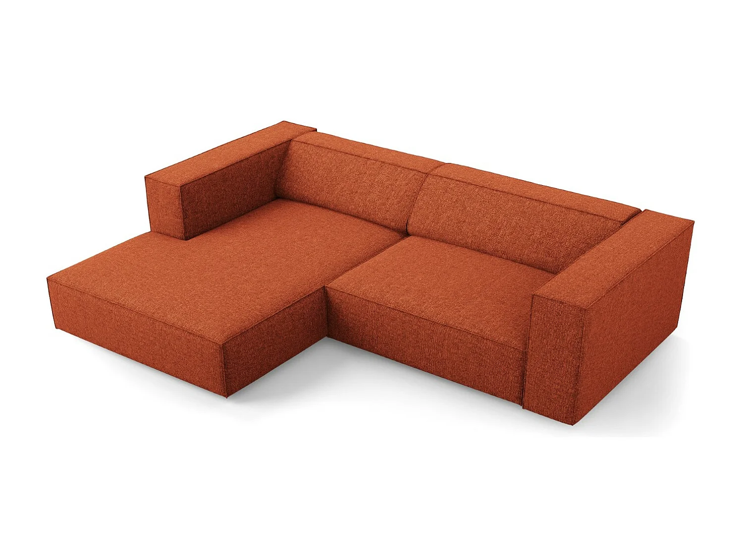 Cosmopolitan Design - Sofá de canto esquerdo "Arendal" 3 lugares em tecido chenille terracota - 224x166x70cm