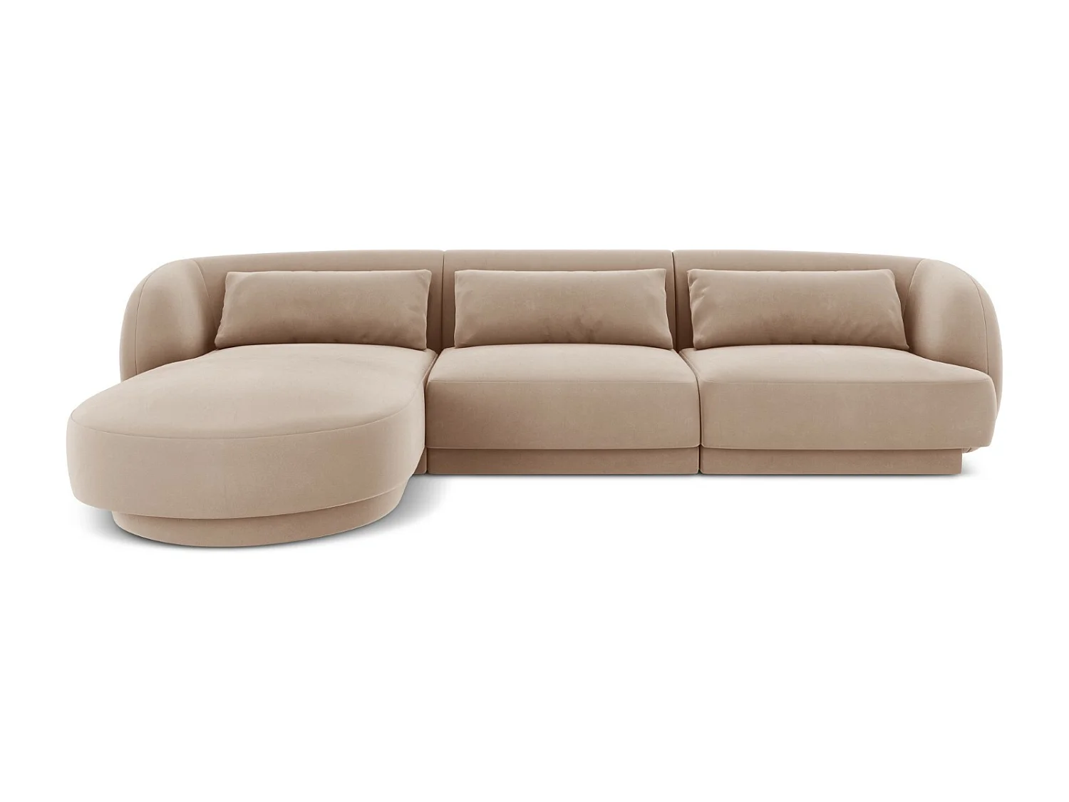 Cosmopolitan Design - Sofá esquinero izquierdo "Tulum" 4 plazas de terciopelo beige - 255x156x70cm