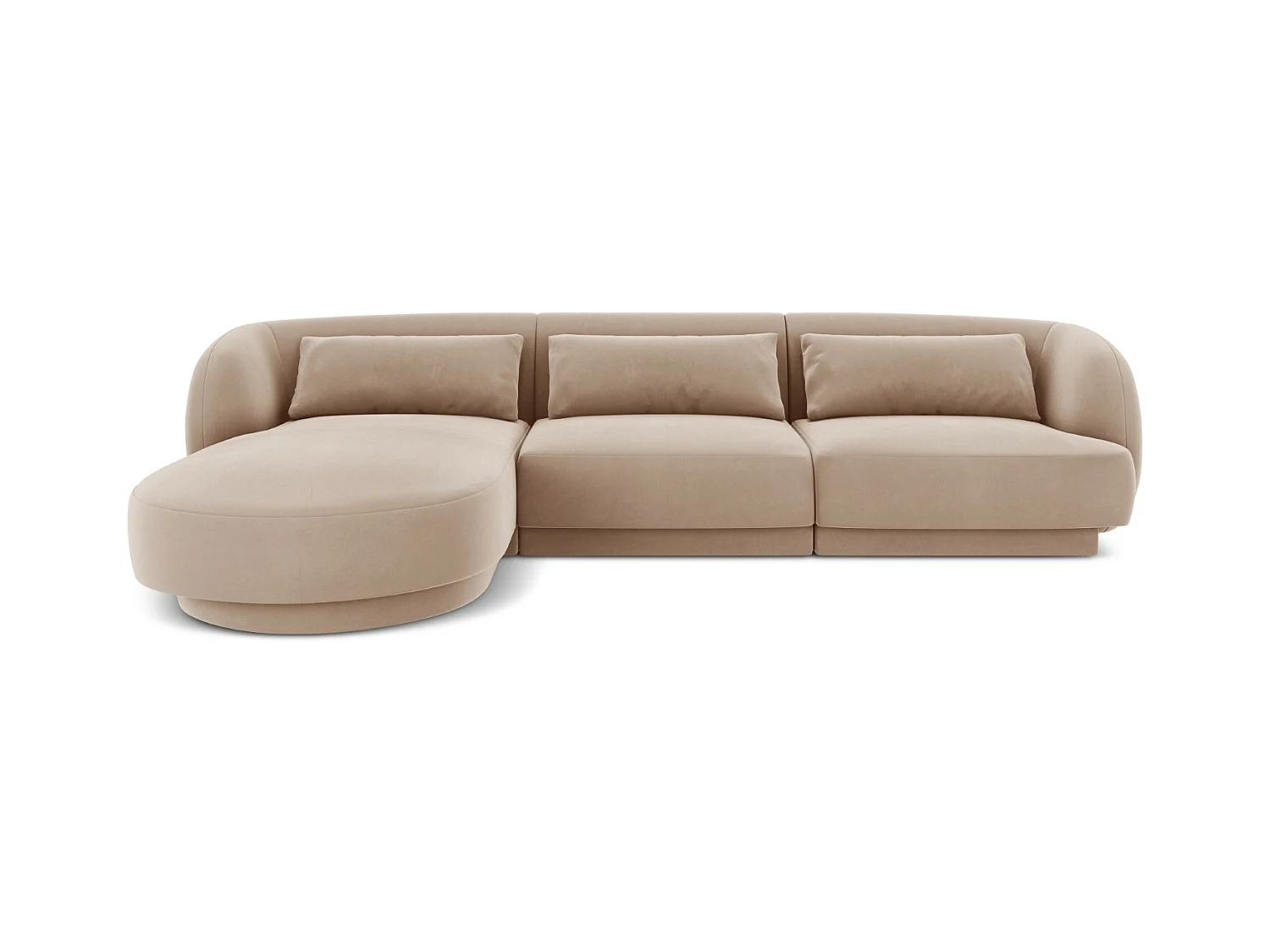 Cosmopolitan Design - Canapé d'angle gauche "Tulum" 4 places en velours beige - 255x156x70cm