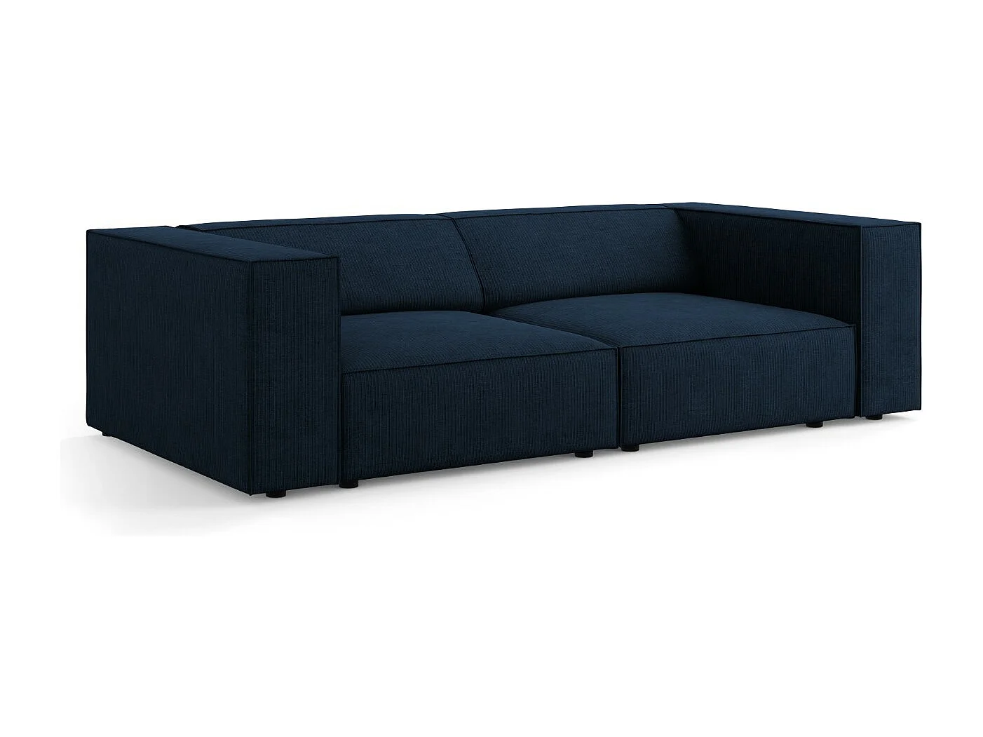 Cosmopolitan Design - Sofá "Arendal" 3 lugares em tecido chenille com efeito canelado azul real - 204x102x70cm