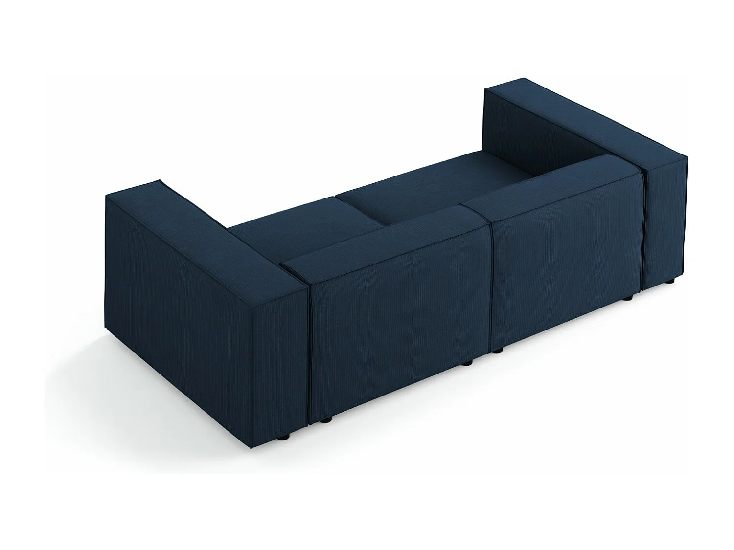 Cosmopolitan Design - Sofá "Arendal" 3 lugares em tecido chenille com efeito canelado azul real - 204x102x70cm