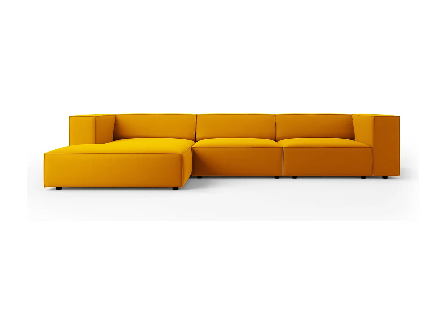 Cosmopolitan Design - Sofá esquinero izquierdo "Arendal" 4 plazas de terciopelo amarillo - 284x166x70cm