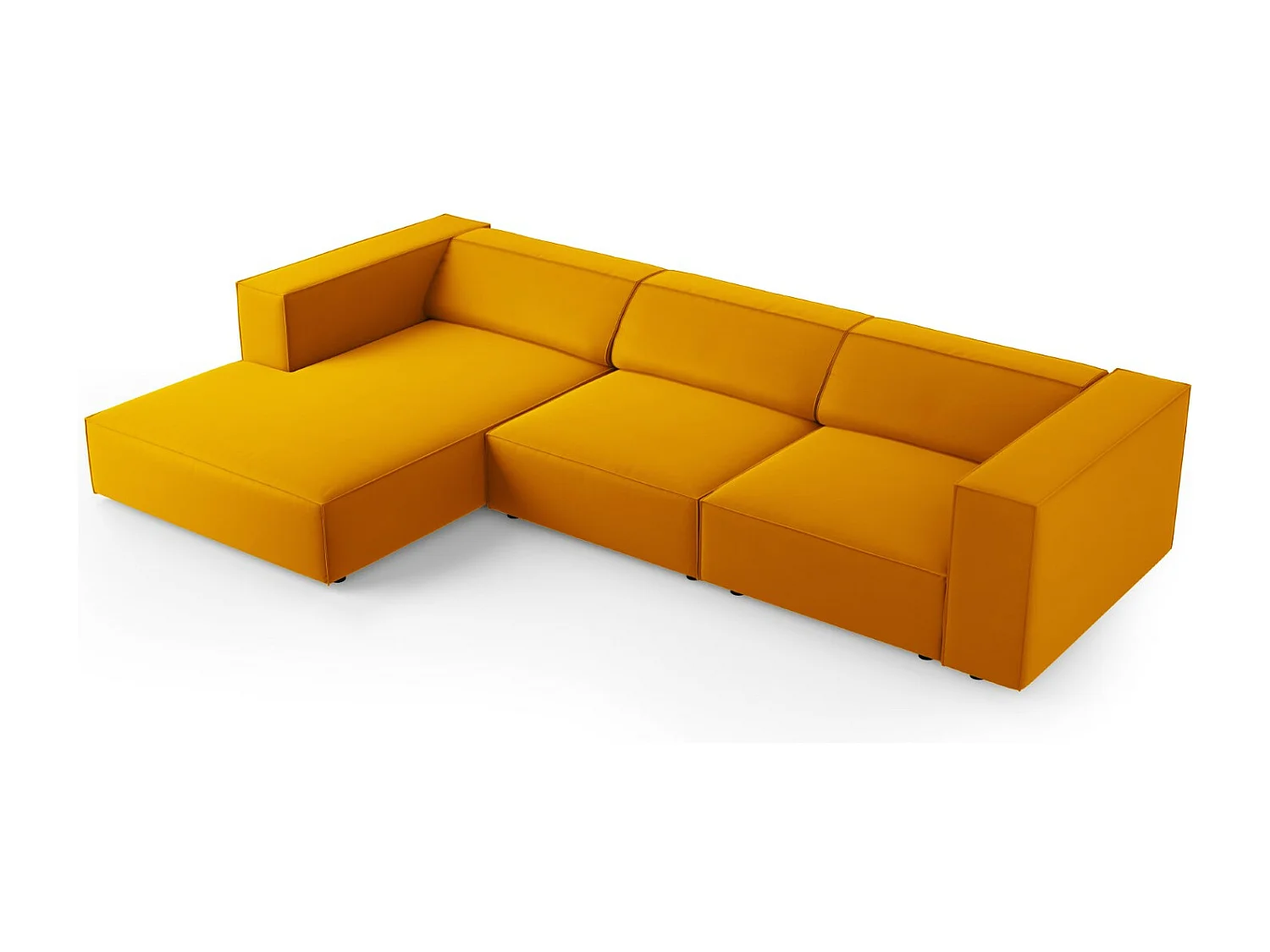 Cosmopolitan Design - Sofá esquinero izquierdo "Arendal" 4 plazas de terciopelo amarillo - 284x166x70cm