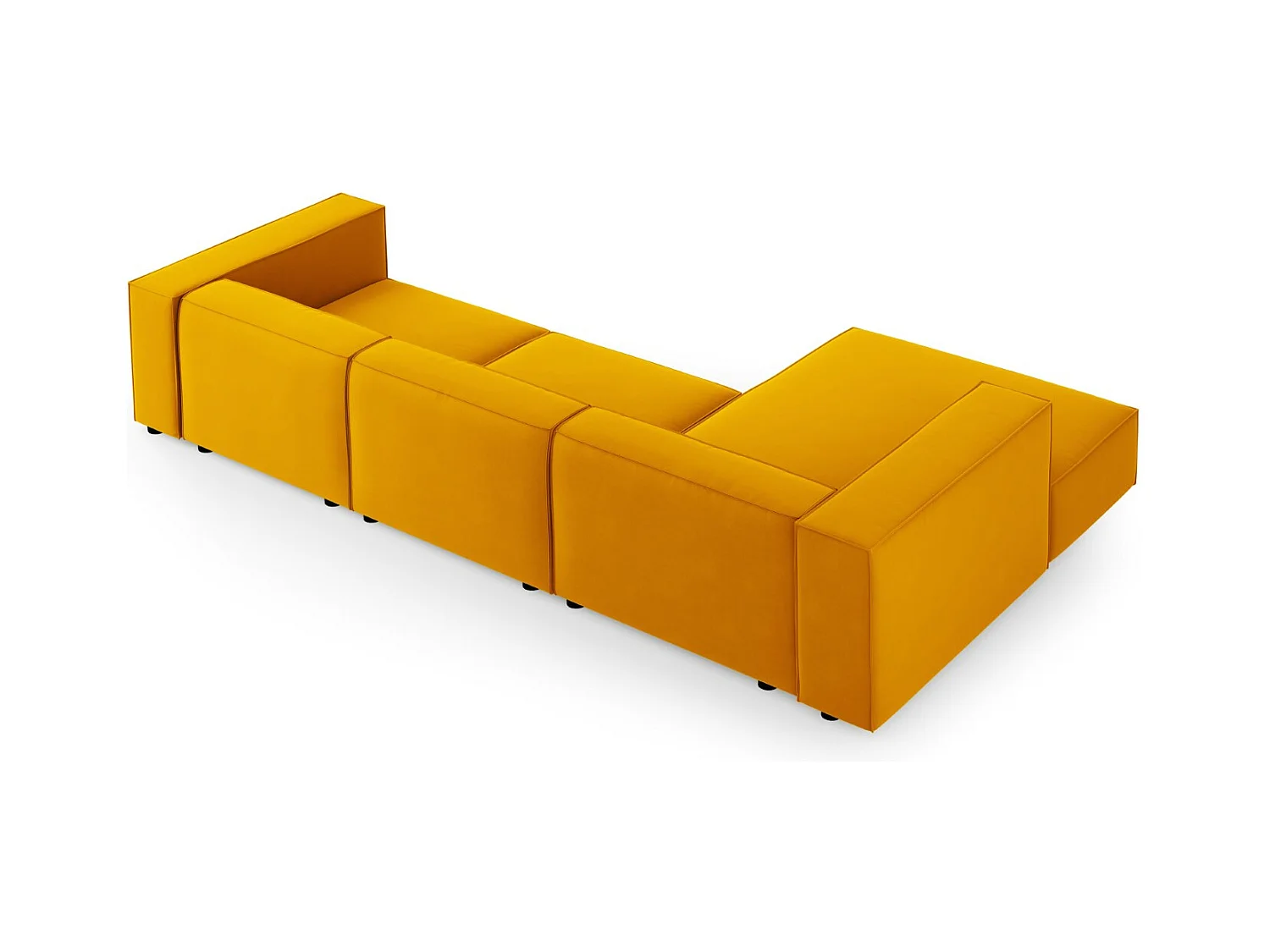 Cosmopolitan Design - Canapé d'angle gauche "Arendal" 4 places en velours jaune - 284x166x70cm