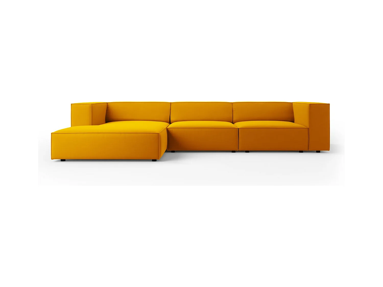 Cosmopolitan Design - Canapé d'angle gauche "Arendal" 4 places en velours jaune - 284x166x70cm