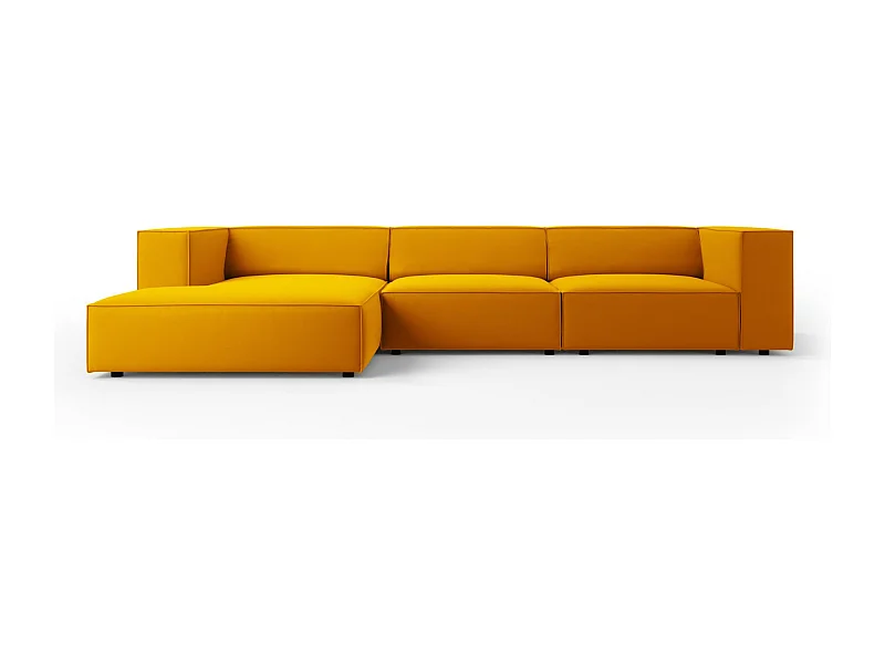 Cosmopolitan Design - Sofá de canto esquerdo "Arendal" 4 lugares em veludo amarelo - 284x166x70cm