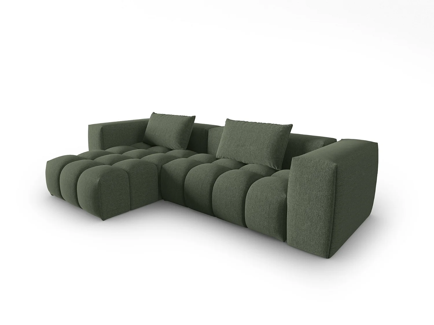 CXL by Christian Lacroix - 3-Sitzer modulares Ecksofa links "Lorella" Sitzer aus strukturiertem Stoff dunkles olivgrün - 260x145x70cm