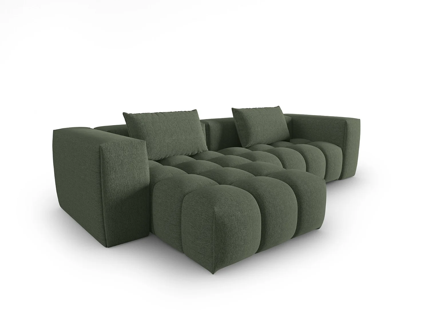 CXL by Christian Lacroix - 3-Sitzer modulares Ecksofa links "Lorella" Sitzer aus strukturiertem Stoff dunkles olivgrün - 260x145x70cm