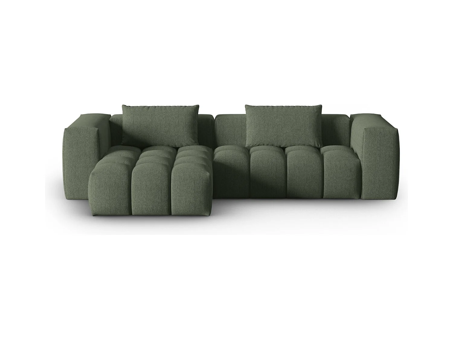 CXL by Christian Lacroix - Canapé d'angle gauche modulable "Lorella" 3 places en tissu structurel vert olive foncé - 260x145x70cm