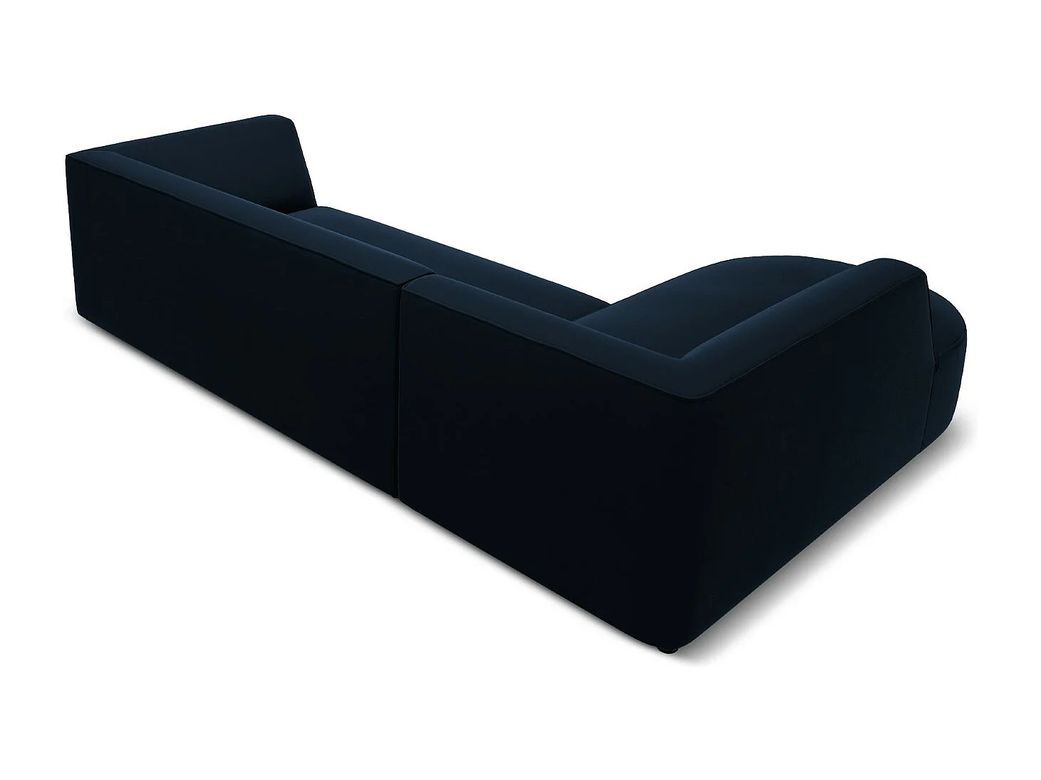 CXL by Christian Lacroix - Sofá de canto esquerdo "Charles" 4 lugares em veludo azul escuro - 273x180x69cm